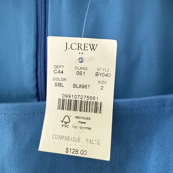 J.Crew New Women's Blue Square Neck Short Sleeve Dress Size 2 - Picture 8 of 13